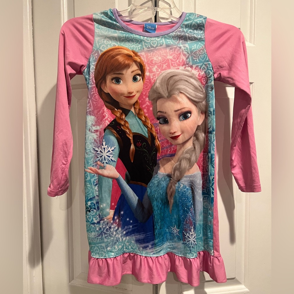 ❄️Frozen❄️ Princess Nightgown / DISNEY - Pink, Long Sleeve Pajamas w Elsa & Anna